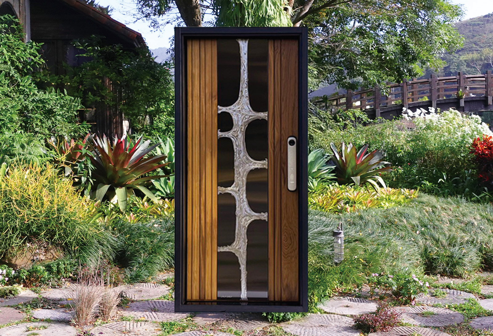 藍鯨新品 H4湖玉 玄關隔音門 鈦金緬甸柚木拼接大門