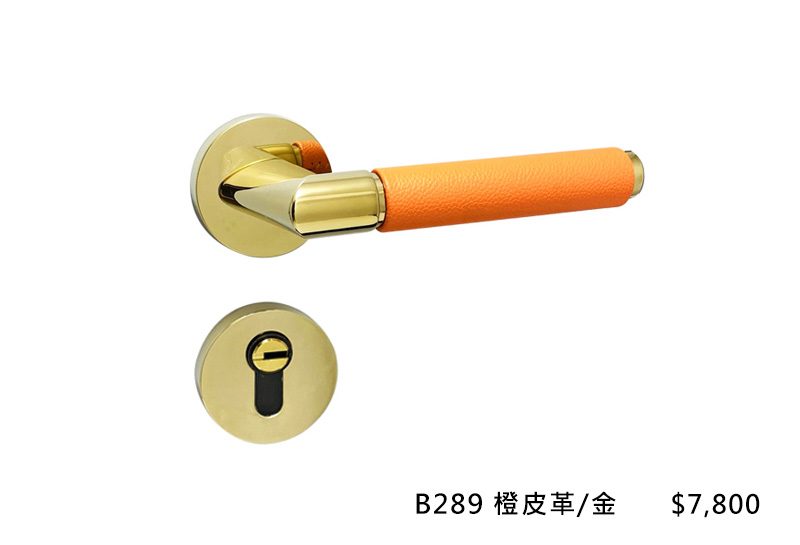 義大利進口ISEO水平把手 B289-橙皮革-金
